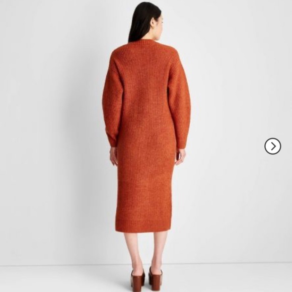Long Sleeve Chunky Sweater Midi Dress, rust, fits m/l - Picture 4 of 7